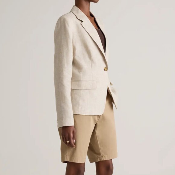 NWT QUINCE 100% European Linen Structured Blazer Jacket Flax Small - Picture 4 of 12